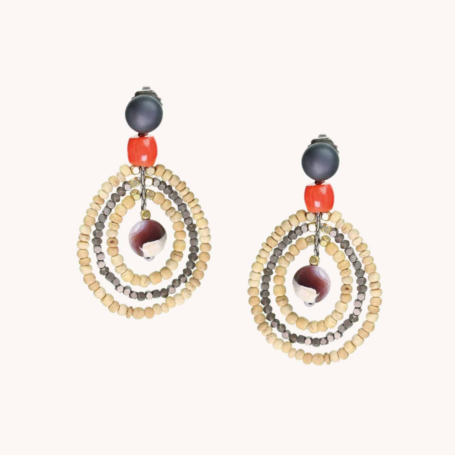 boucles d'oreilles Moorea agate hématite 12--25288 Nature Bijoux