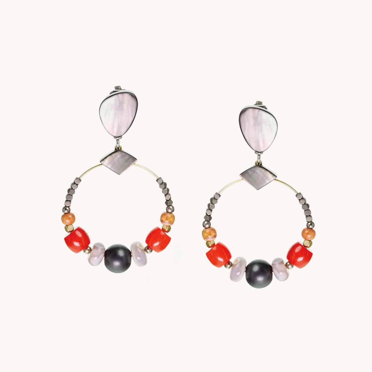 Boucles d'oreille Moorea Gitane en minéraux & pierres semi-précieuses 12--25292 Nature Bijoux