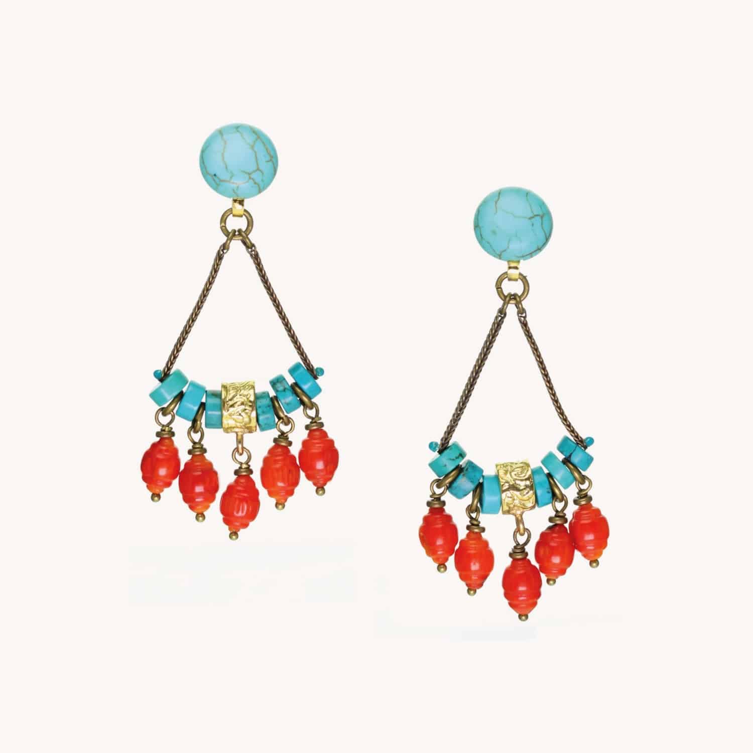 Boucles d'oreilles Khampa Howlite 12--25403 Nature Bijoux
