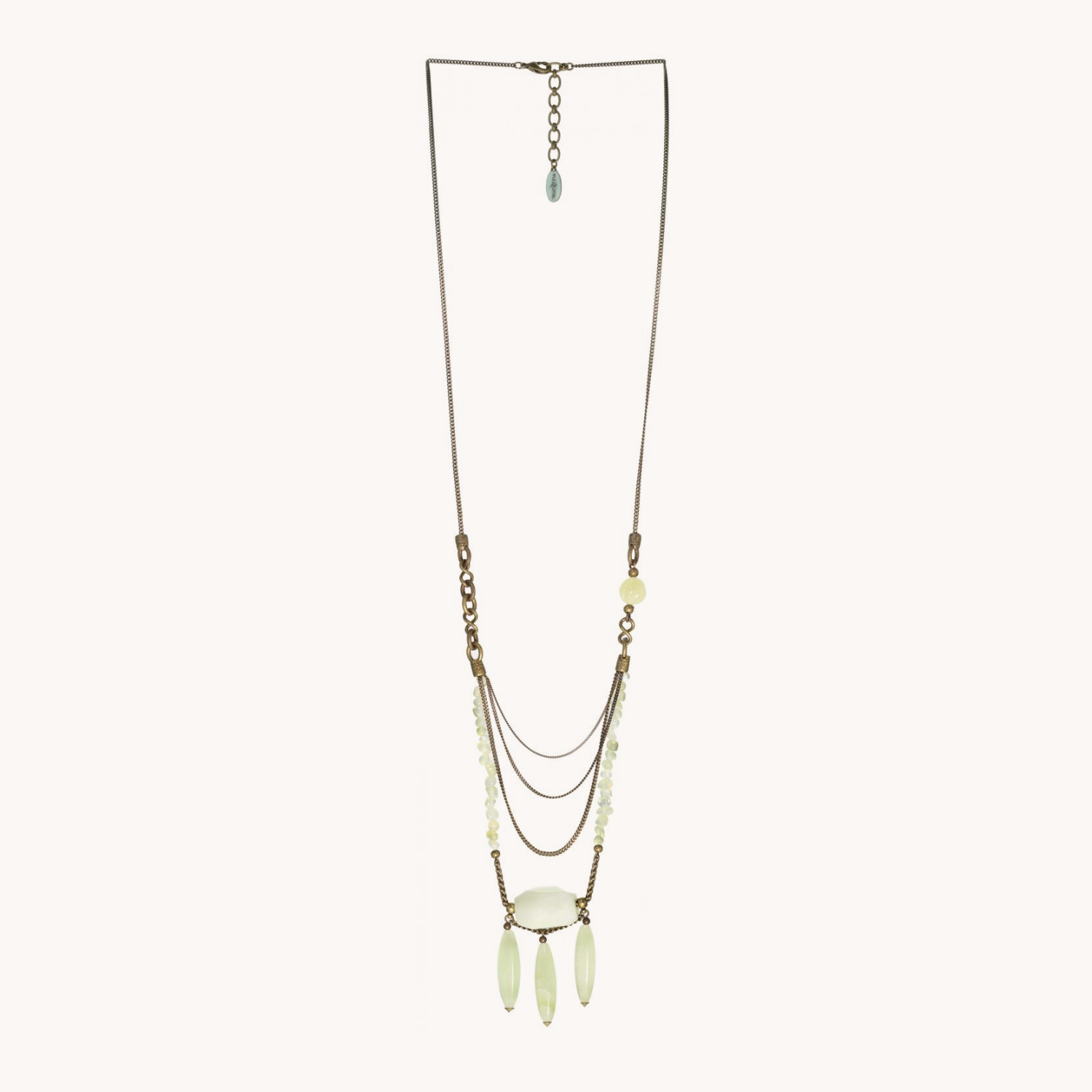 Collier Yucatan Long 3 Olives en jade 15--26474 Nature Bijoux