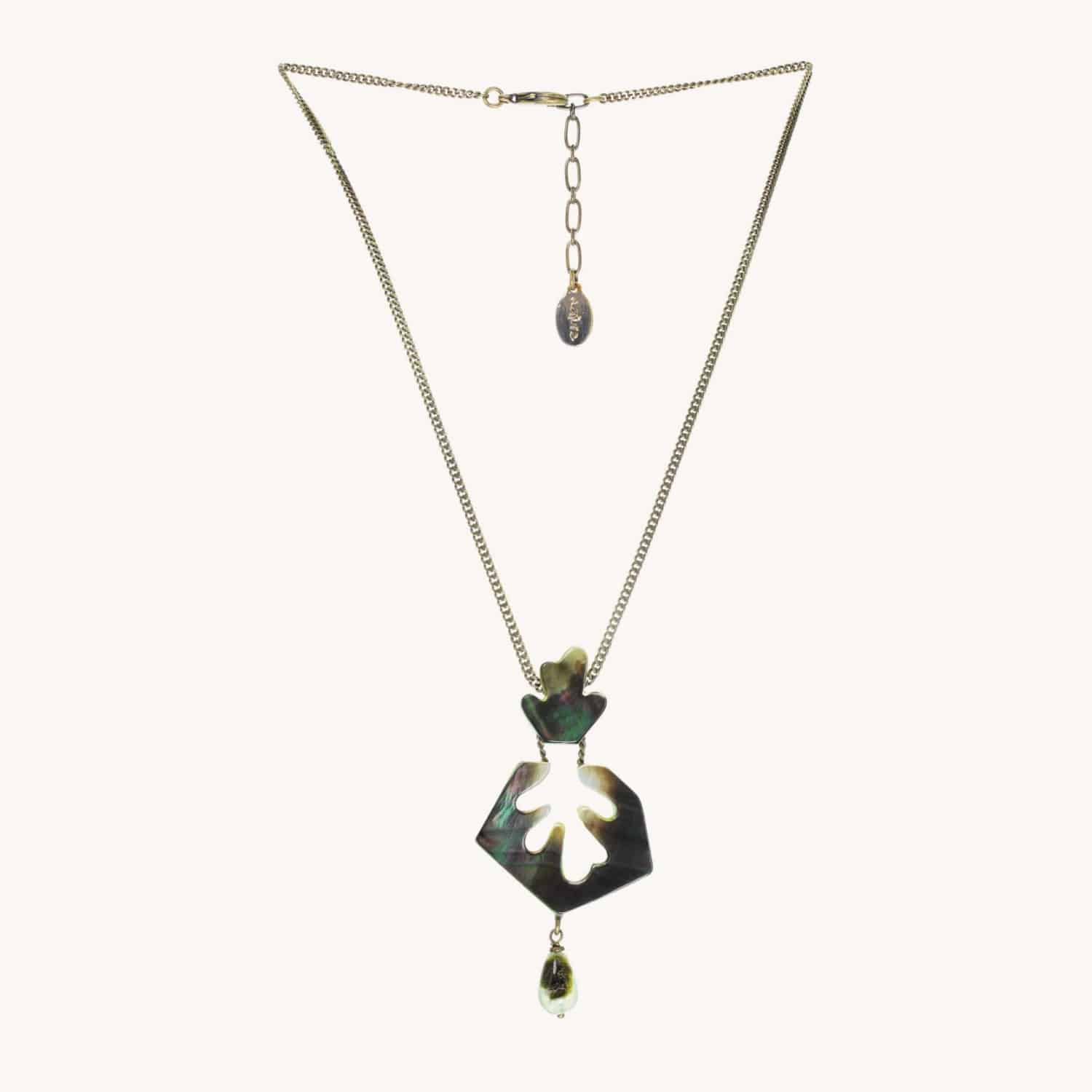 Collier Metamorphose en nacre de Palawan et quartz rutile 15--26484 Nature Bijoux