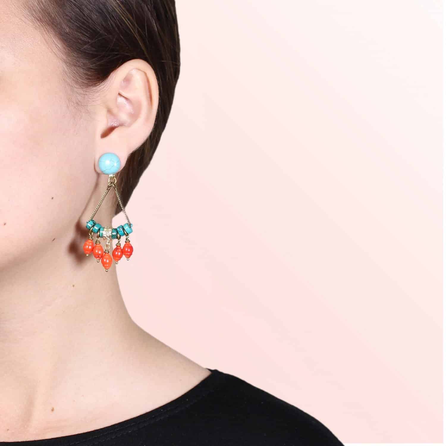 Détail nacre brune boucles d'oreilles 12--25323 Nature Bijoux