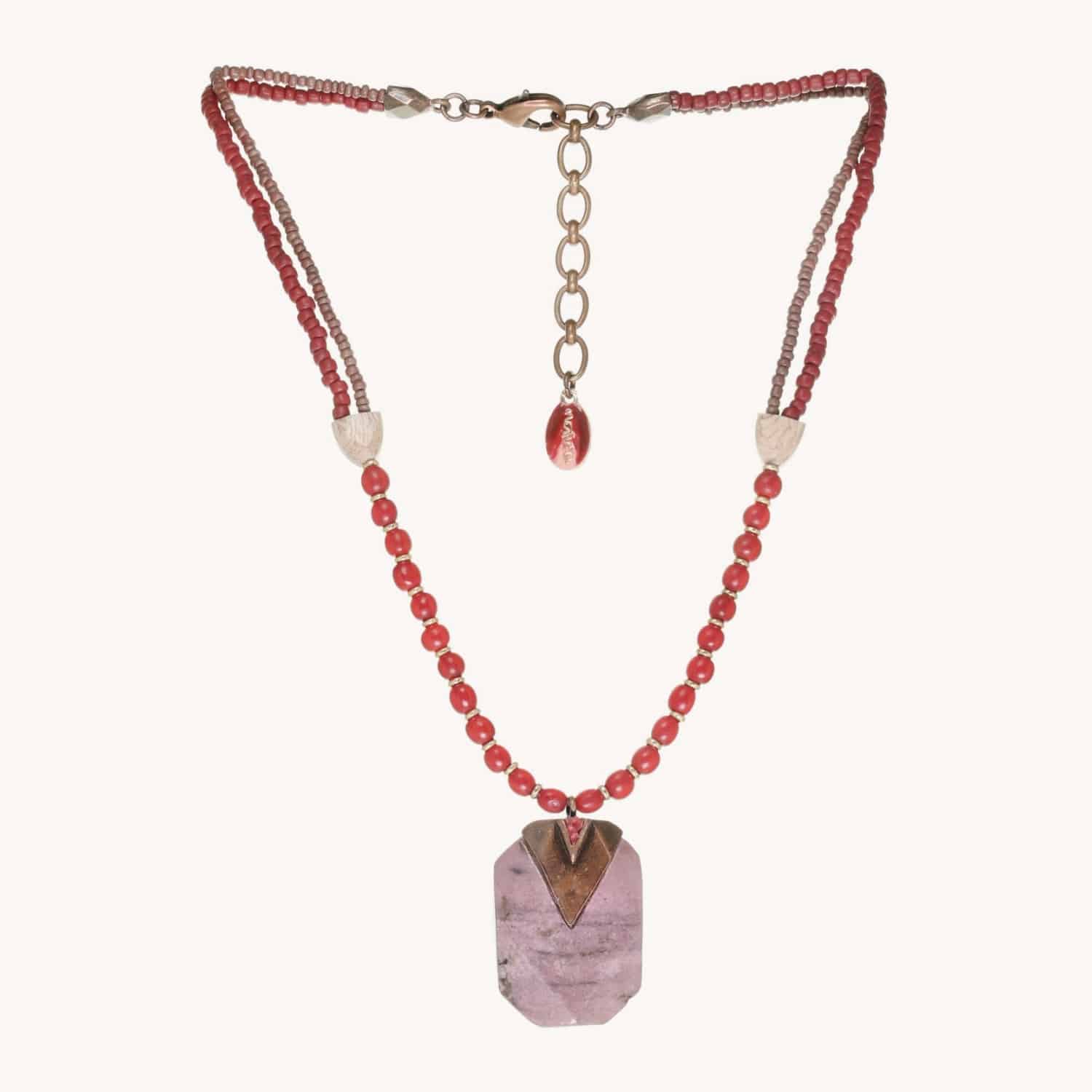 Collier Granada Bois De Rose Rhodonite 15--26588 Nature Bijoux