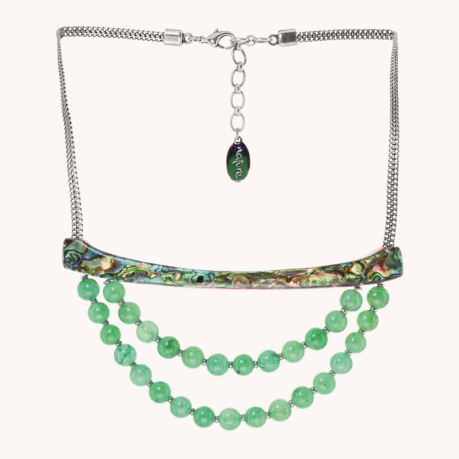 Collier aventurine plastron en aventurine verte et coquillages 15--26732 Nature Bijoux