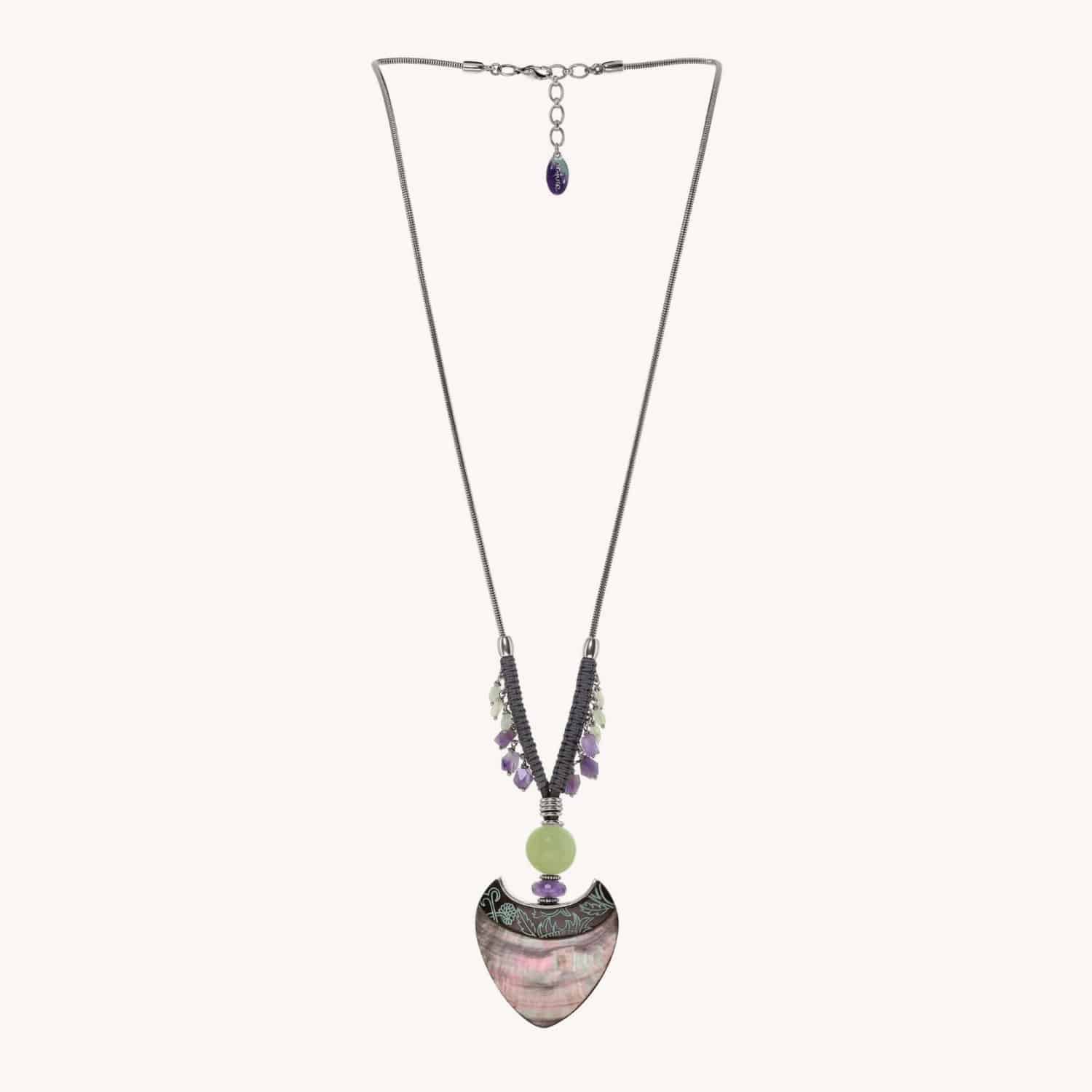 Collier Nature Bijoux Nympheas Améthyste Jade 15--26785