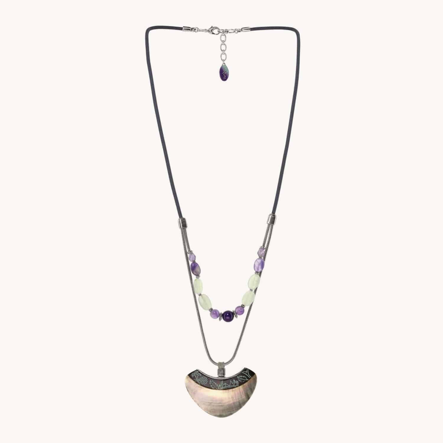 Collier Nature Bijoux Nympheas améthyste jade 15--26786