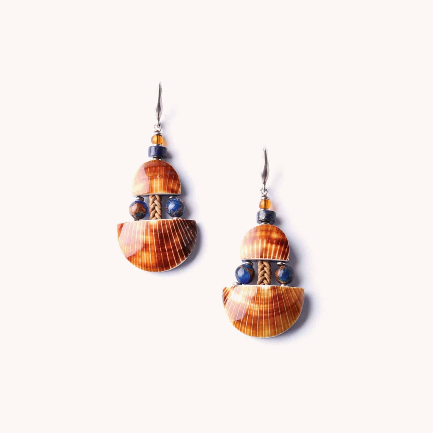 Boucles d'oreilles Nature Bijoux Sunset Coques brunes Lapis-lazuli 12--76013