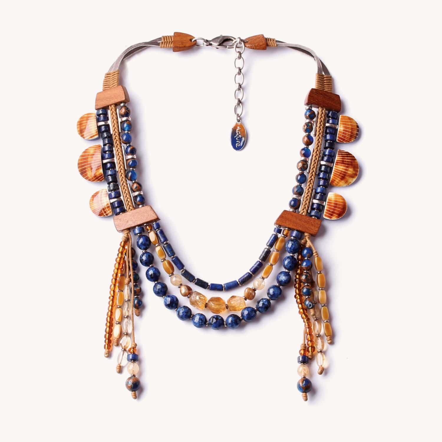 Collier collection Sunset Agate Citrine Lapis-lazuli Perles de culture 15--26891 Nature Bijoux