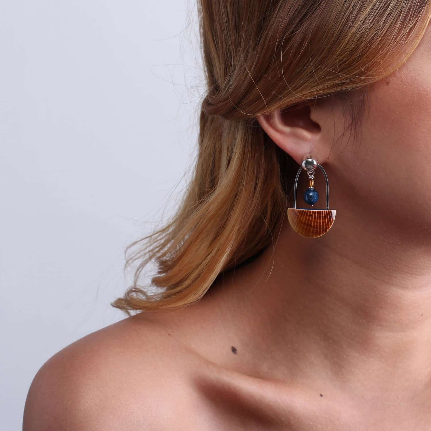 Détail matière agate et Coques Brunes 12--76020 Nature Bijoux
