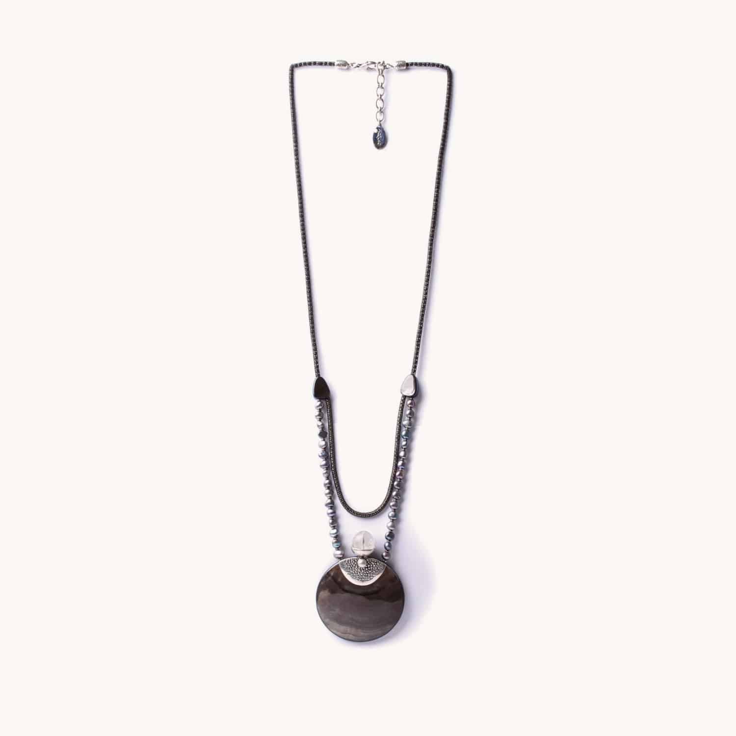 Collier long Saint Petersbourg cristal de roche perles de culture 15--26962 Nature Bijoux