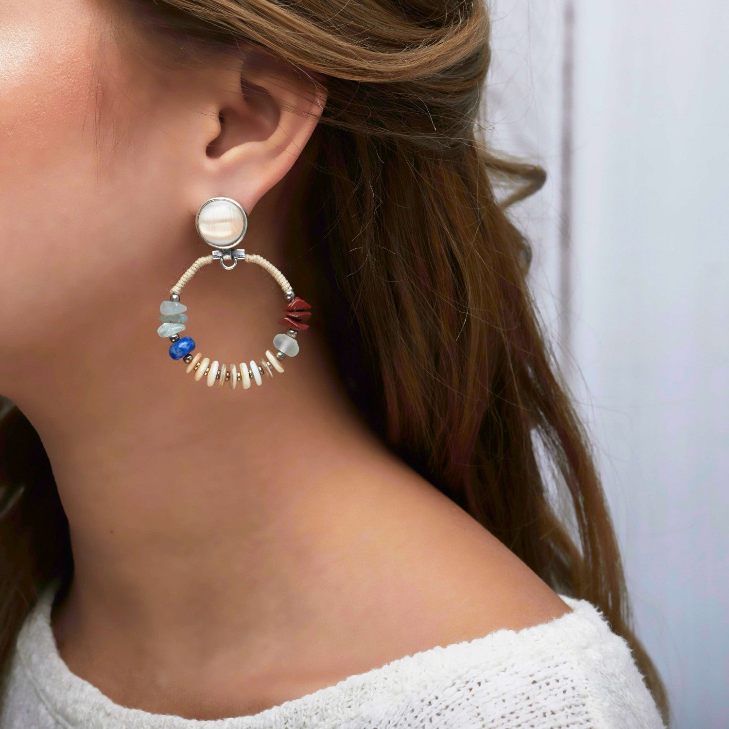 Détail matière et design Bahia boucle d'oreille 12--76587 Nature Bijoux