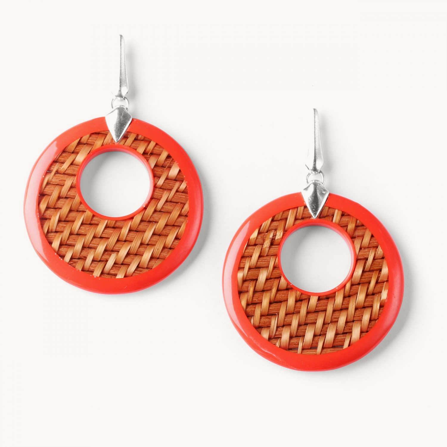 Boucles d'oreille Mon Panier disque en rotin XL 12--76668 Nature Bijoux