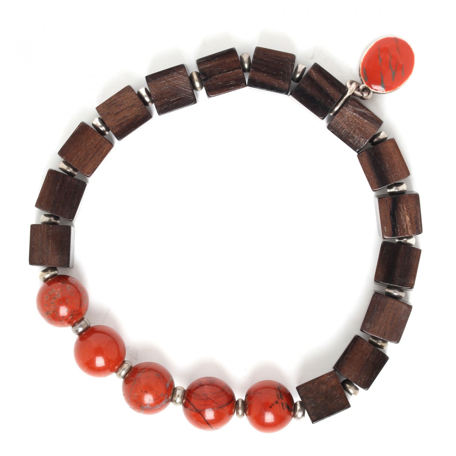 Détail pierre jaspe rouge 13--31631 bracelet Nature Bijoux porté homme