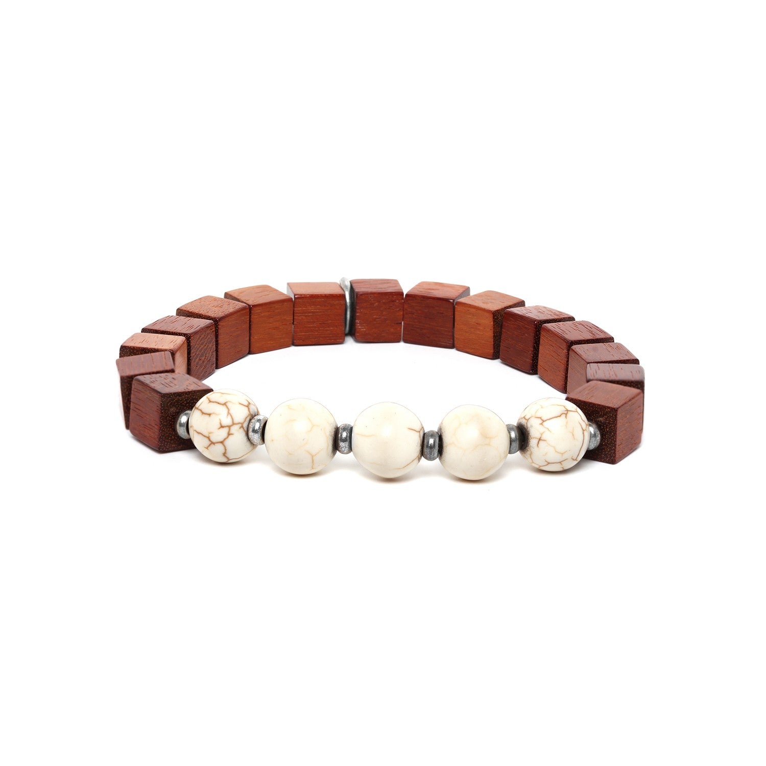 Bracelet homme collection Cubes en howlite blanche 13--31630 Nature Bijoux