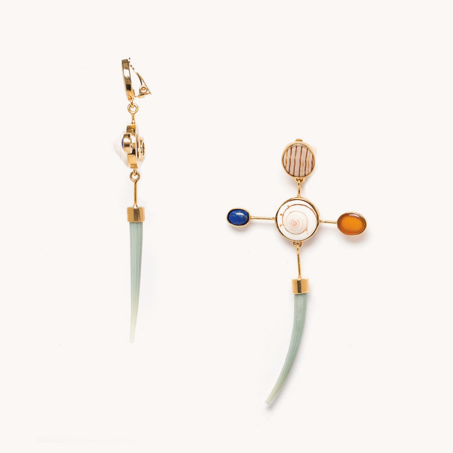 Boucles d'oreille Nature Bijoux Tresors Agate Rouge et Lapis-lazuli 11--74052