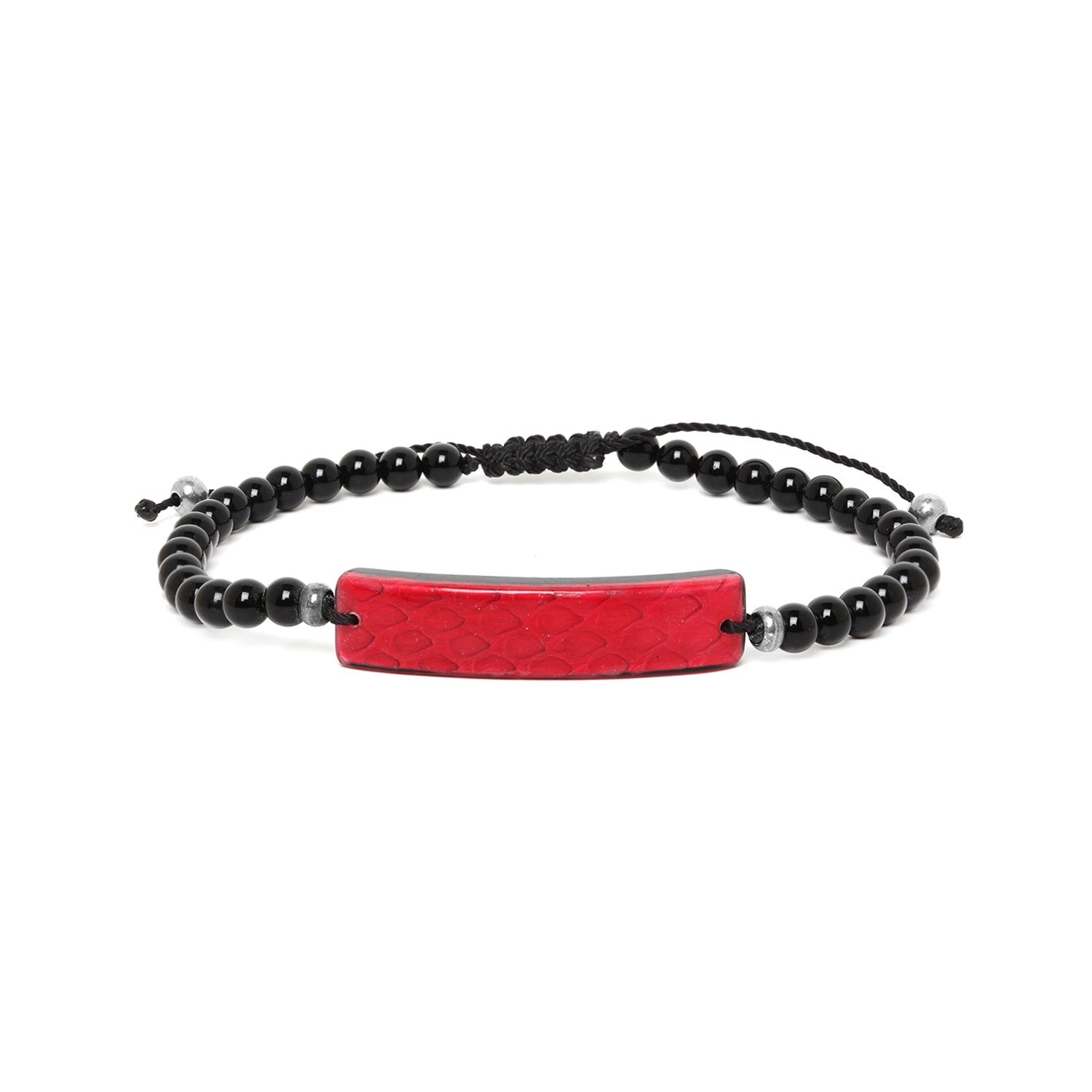 Bracelet Serpent Nature Bijoux coton ciré rouge 13--31654