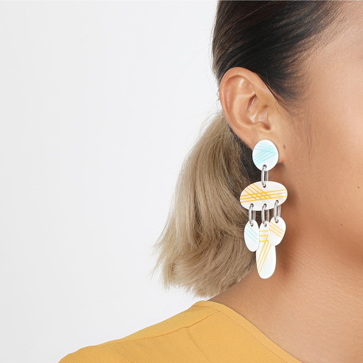 Détail nacre perlière boucles d'oreilles 12--74494 Nature Bijoux