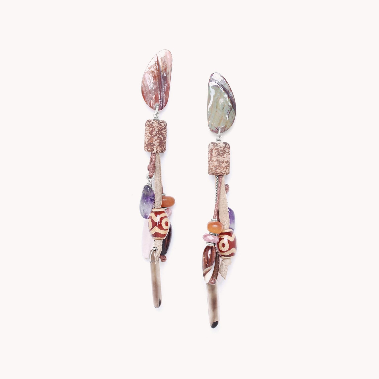Boucles d'oreilles Nature Bijoux Talisman en agate et quartz 12--74707