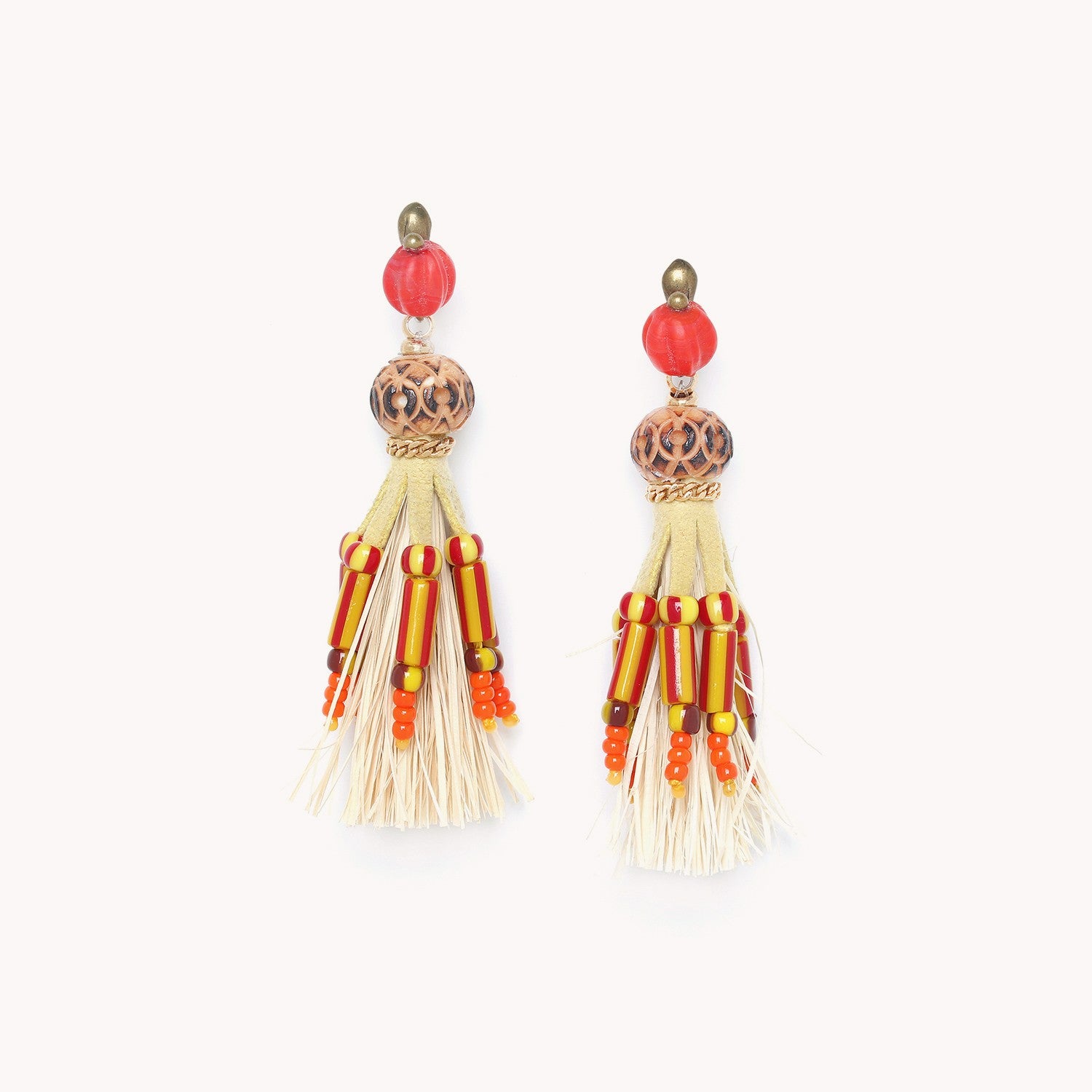 Boucles d'oreilles Uluwatu Grande Raphia Nature Bijoux 12--74960