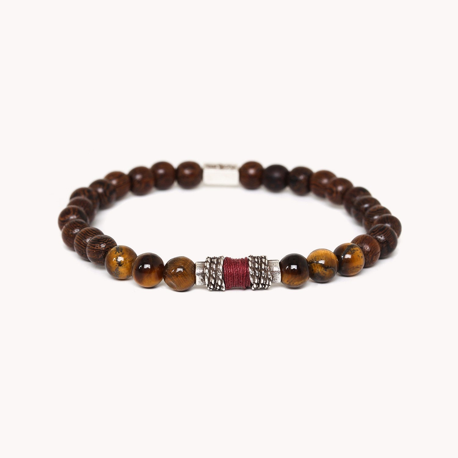 Bracelet Nature Bijoux Bobine Homme œil de tigre bois roblès 13--42951
