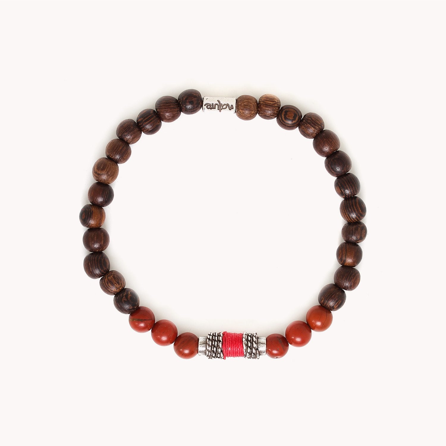 Bracelet Bobine porté détail jaspe rouge 13--42953 Nature Bijoux