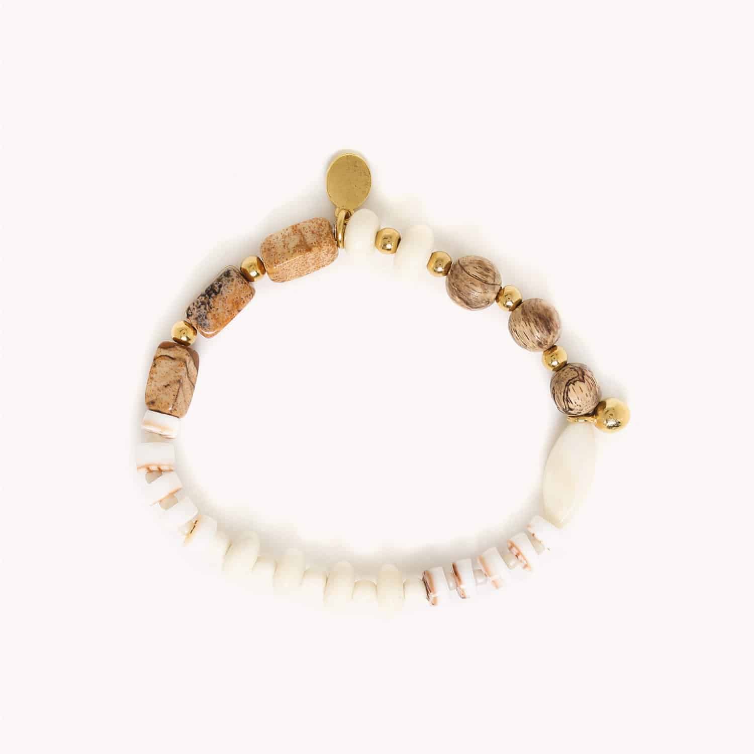 Détail bois tamarinier et nacre bracelet 13--43003 Nature Bijoux
