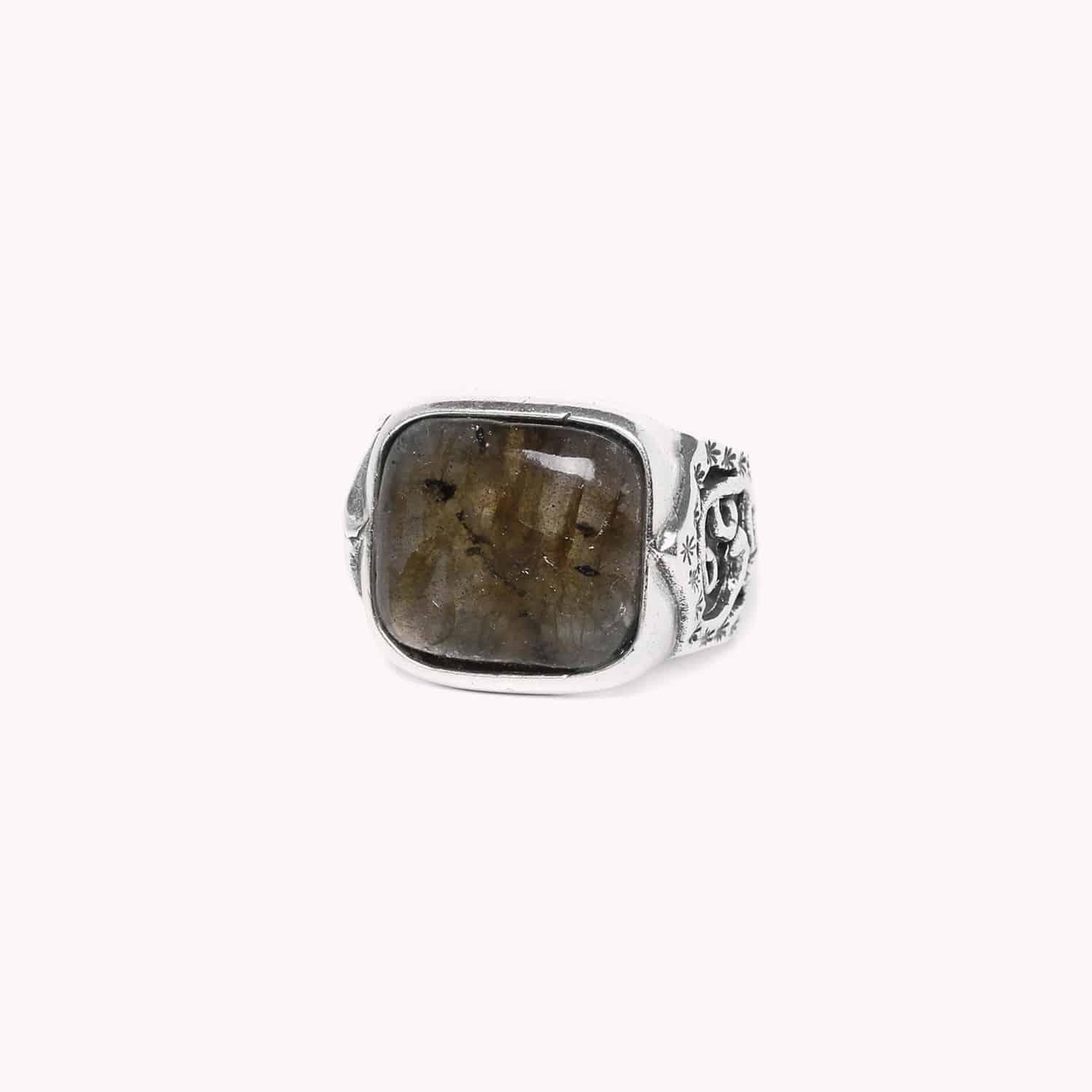 Bague Alambra labradorite métal argenté 19--24870 Nature Bijoux