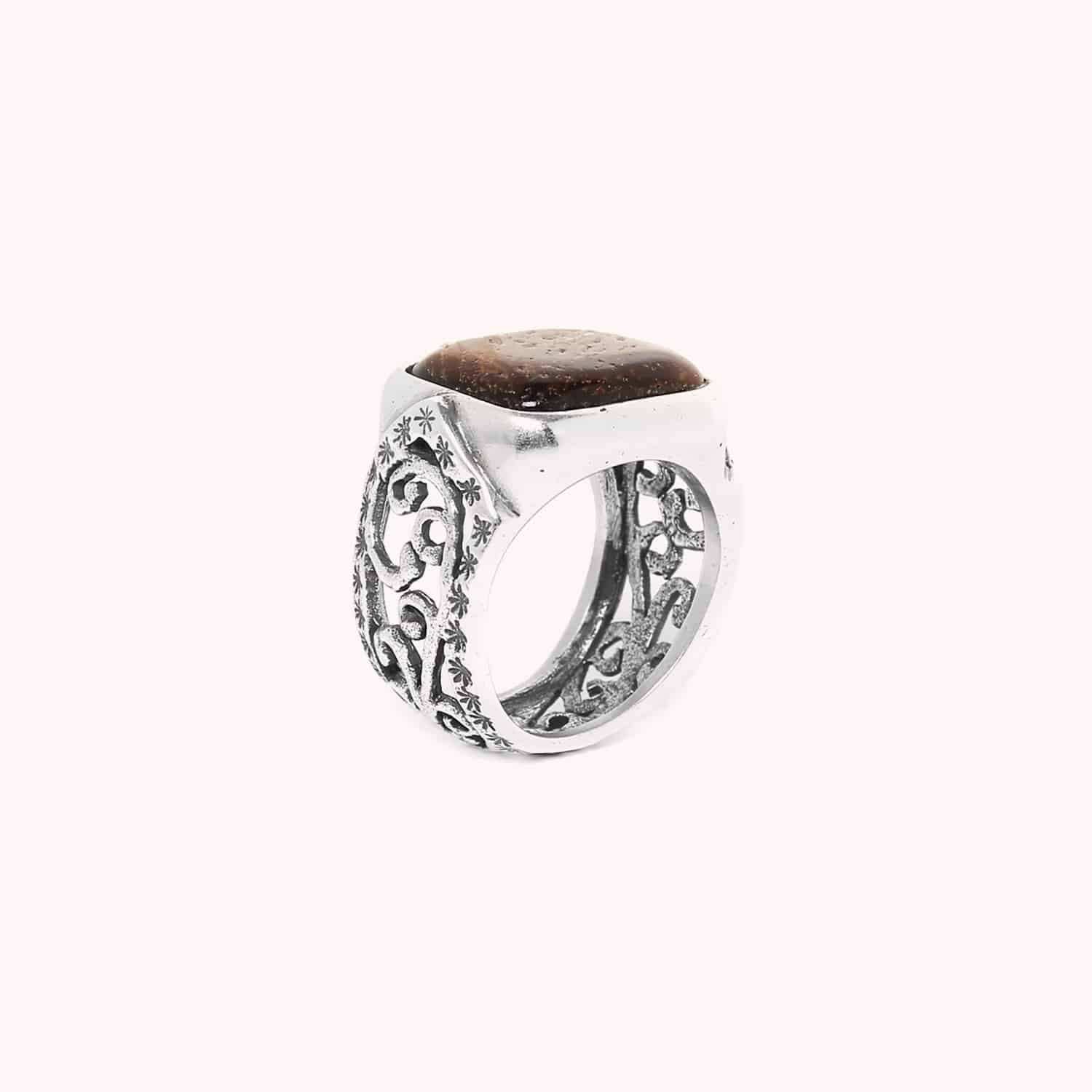 Détail pierre Oeil de Tigre bague 19--24874 Nature Bijoux