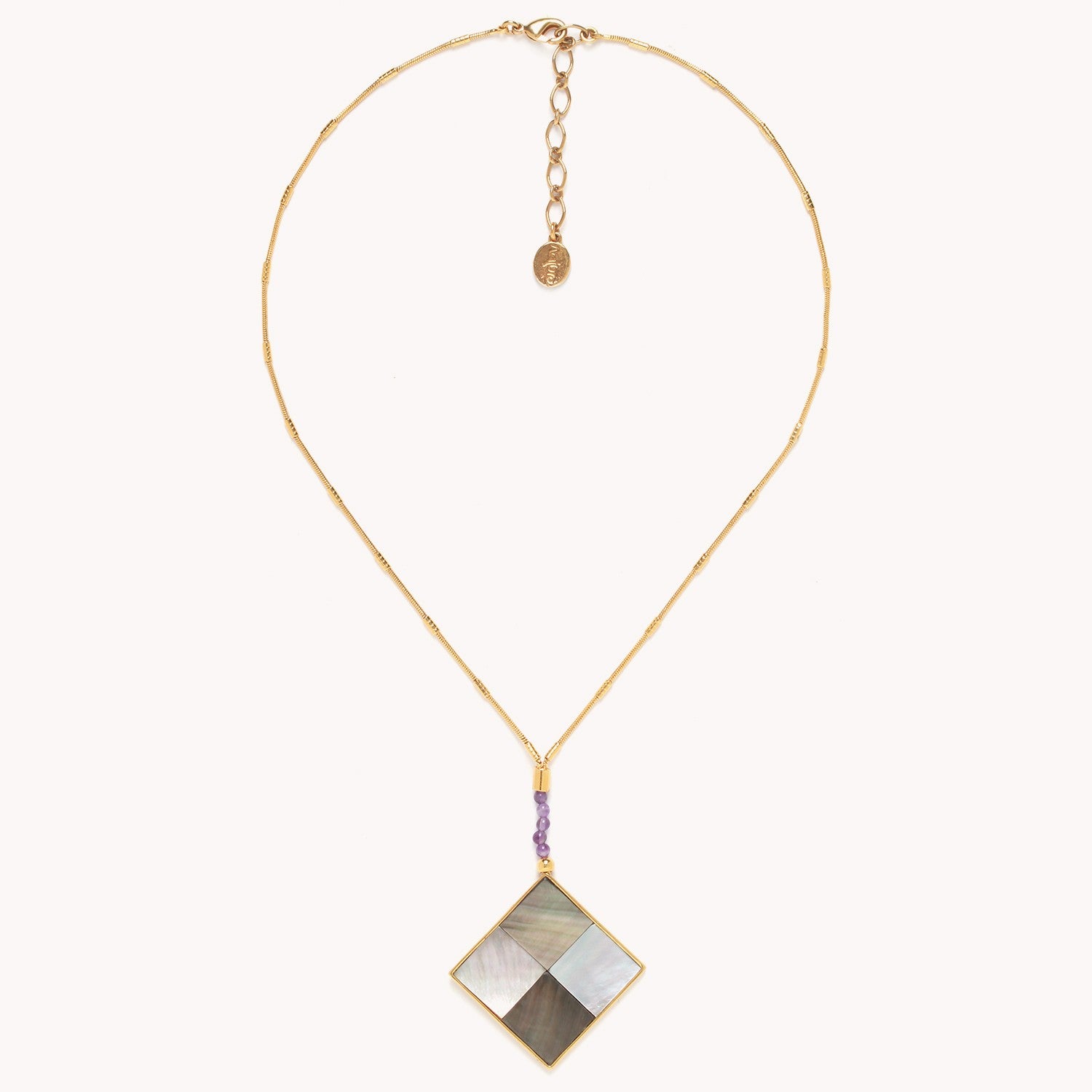 Détail pendentif améthyste nacre 15--41521 Nature Bijoux