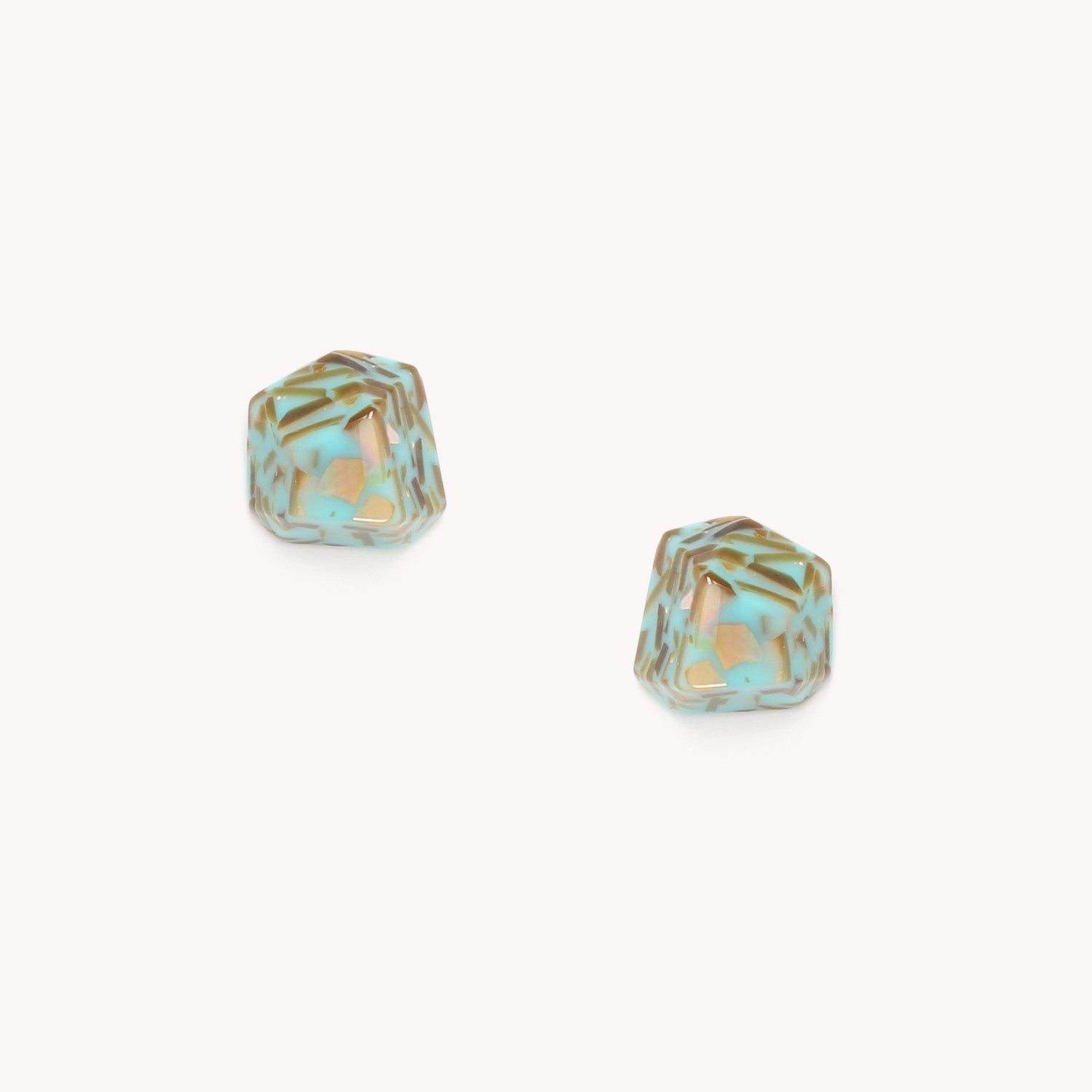 Boucles d'oreilles Octo Puces laiton terrazzo turquoise 12--77106 Nature Bijoux