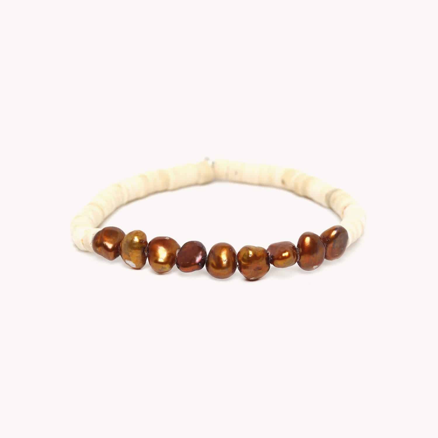 Bracelet Coco Pearl perles bronze 13--33964 Nature Bijoux