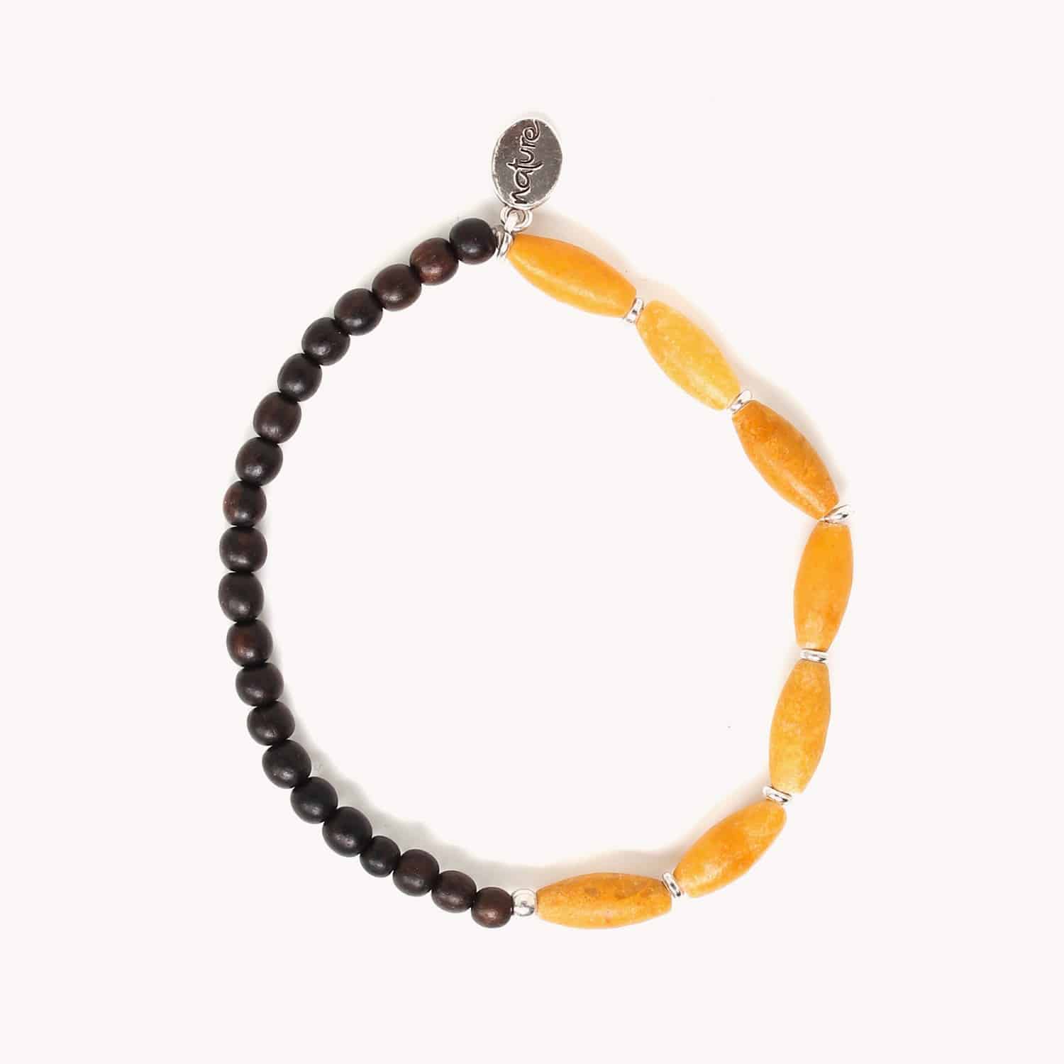 Détail jaspe jaune et ébène bracelet extensible 13--42524 Nature Bijoux