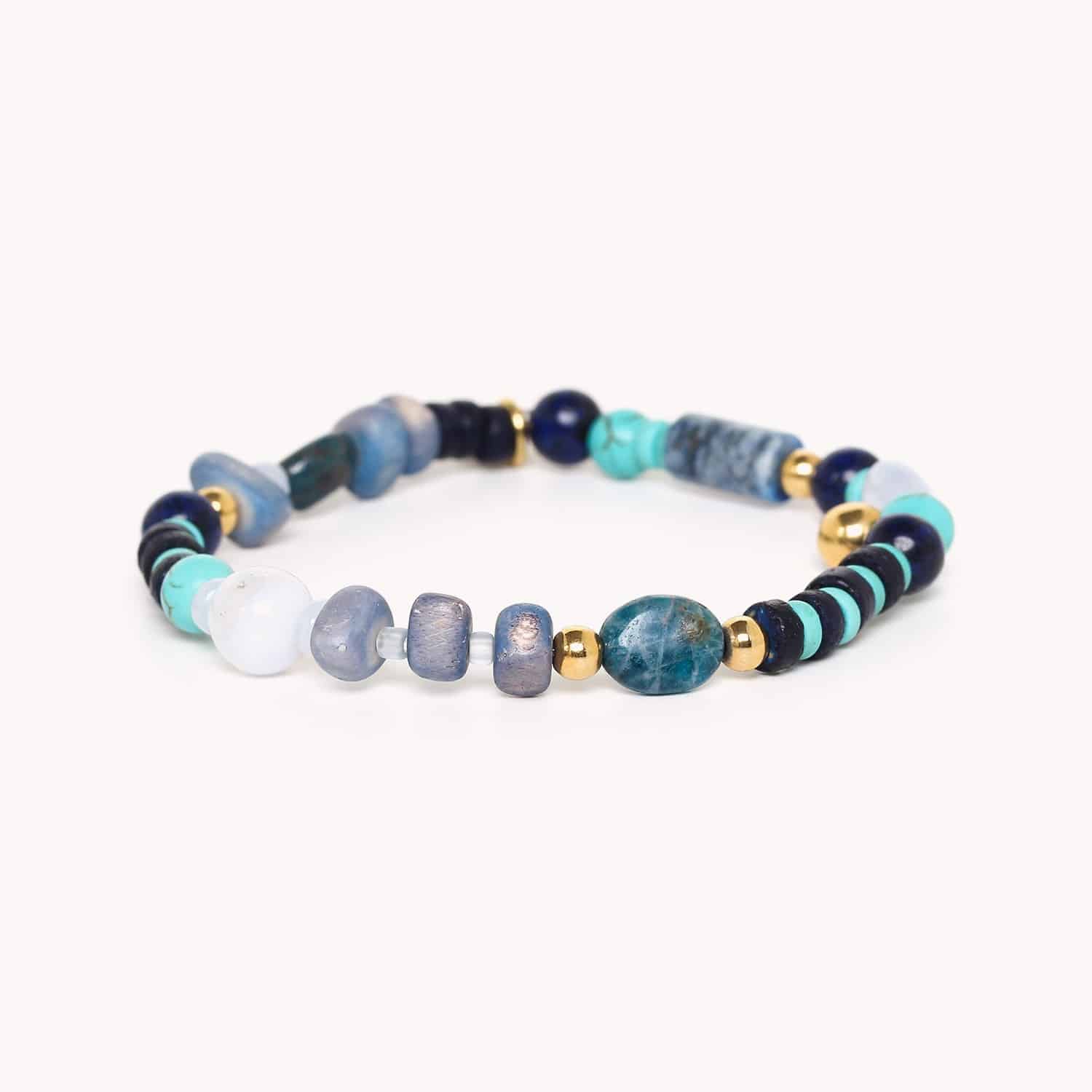 Bracelet Colorama extensible calcédoine bleue noix de coco 13--42973 Nature Bijoux