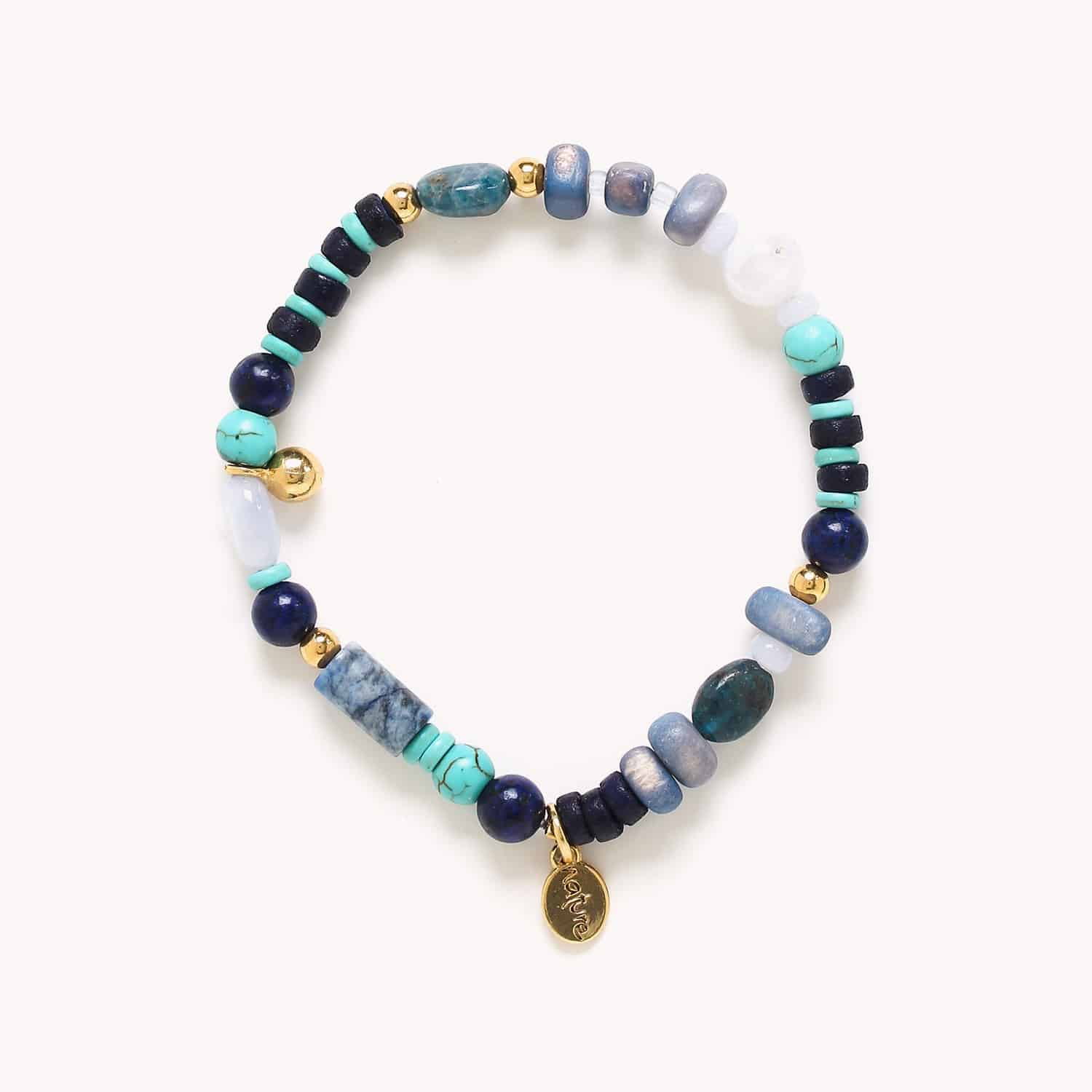 Bracelet porté détail calcédoine bleue 13--42973 Nature Bijoux