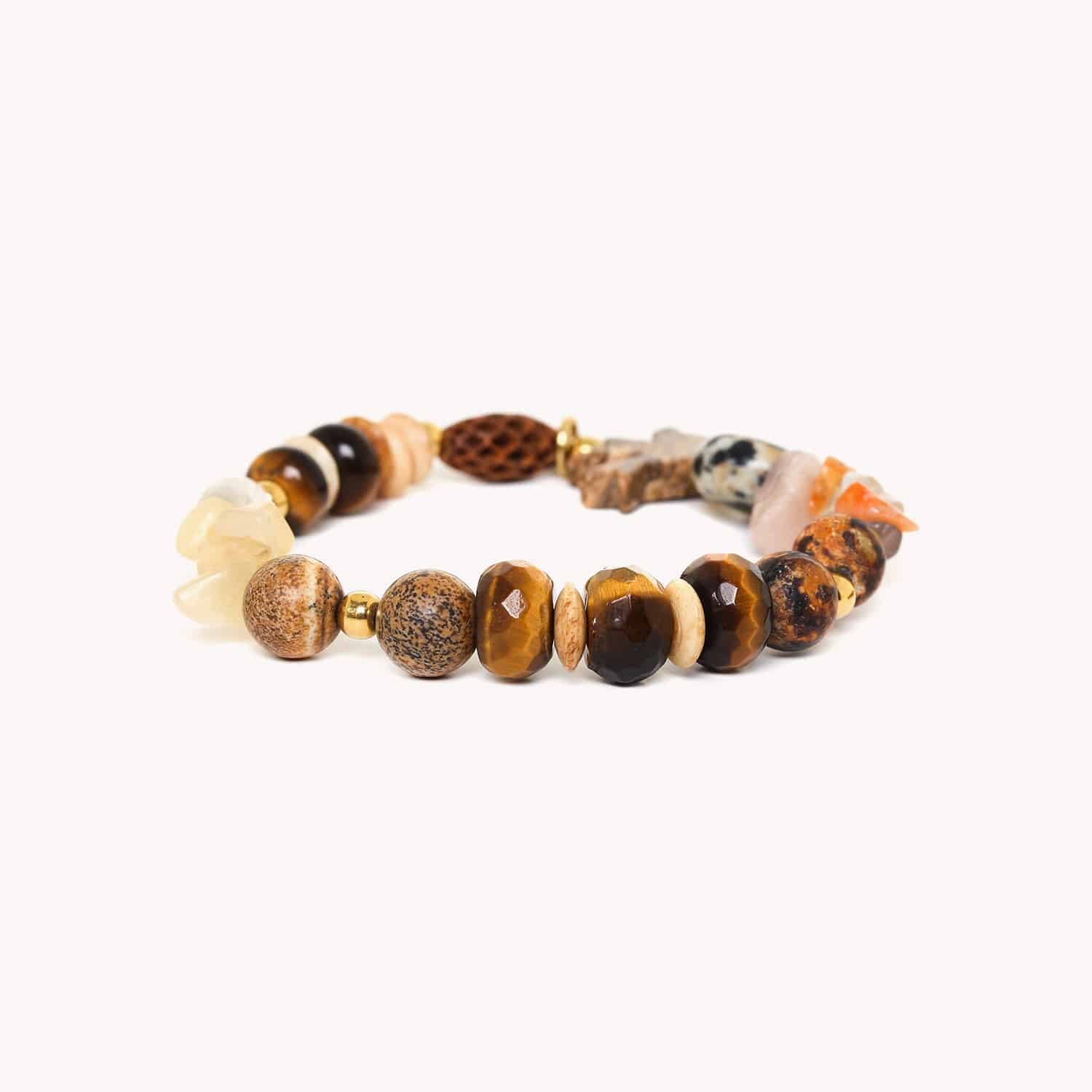 Bracelet Colorama extensible jaspe dalmatien citrine oeil de tigre 13--42960 Nature Bijoux