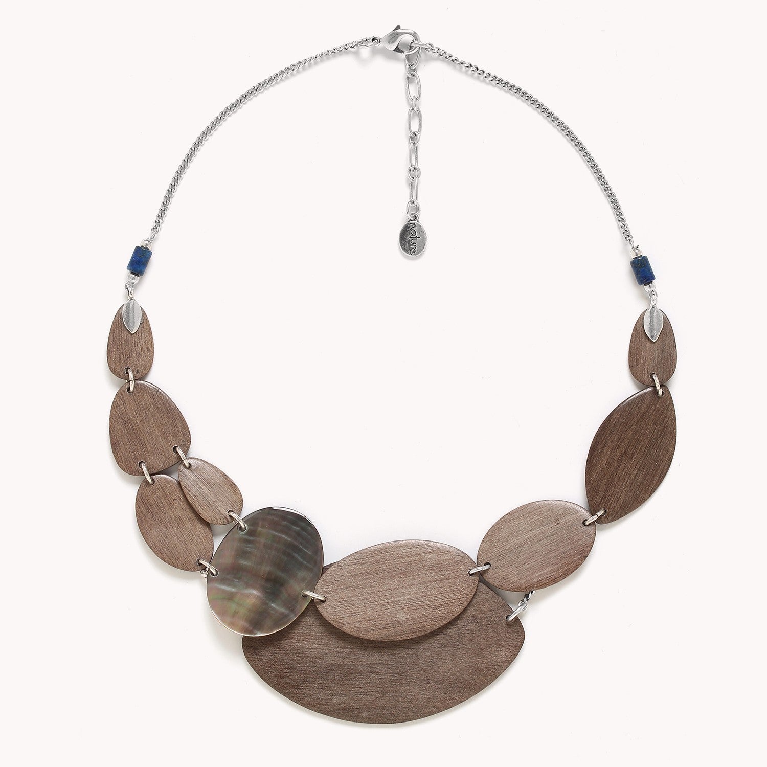 Collier plastron collection Austral en Ebène gris, Lapis-lazuli, Nacre Nature Bijoux 15--42792