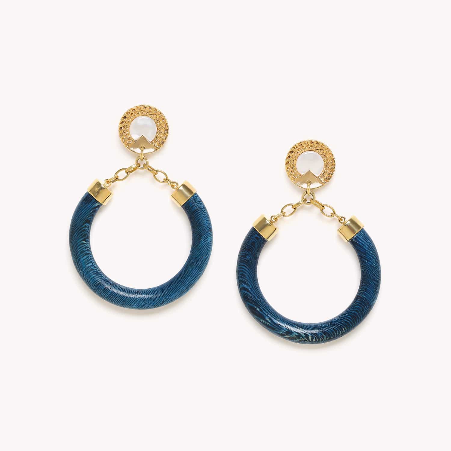 Boucles d'oreilles Nature Bijoux Kinsley bois Robles nacre 12--79006