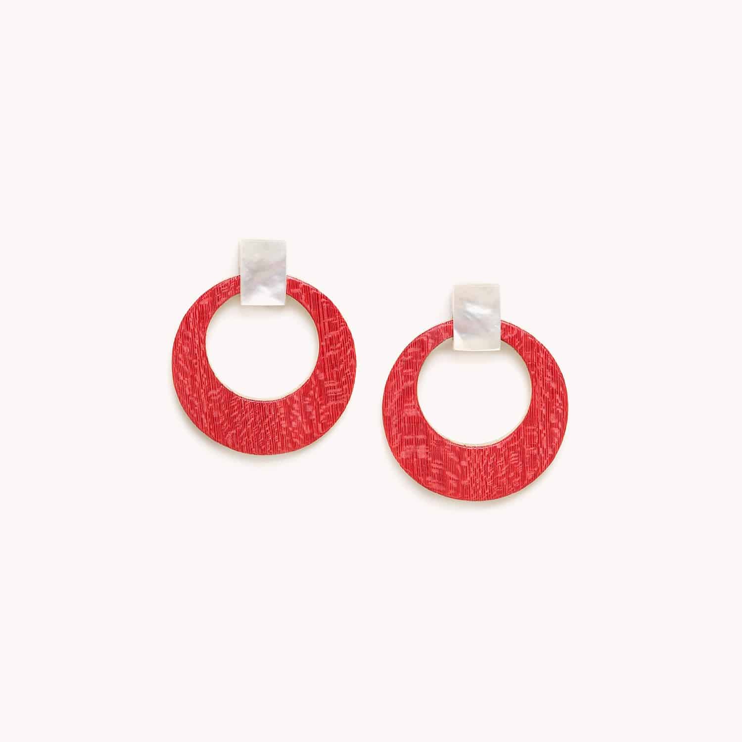 Boucles d'oreilles Cosmos laiton nacre rouge 12--79096 Nature Bijoux