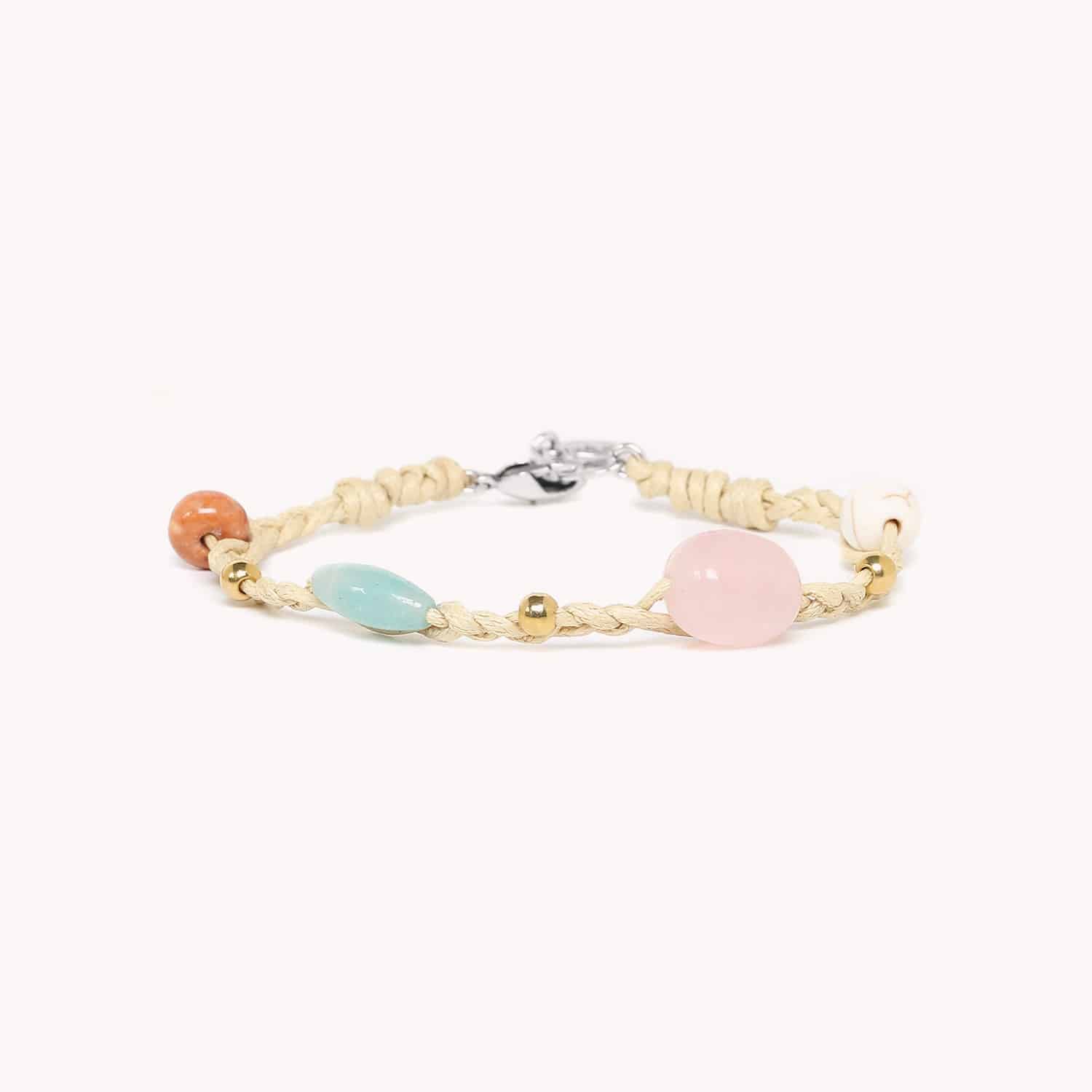 Bracelet Nature Bijoux Petit Poucet tressé écru coton ciré 13--43211