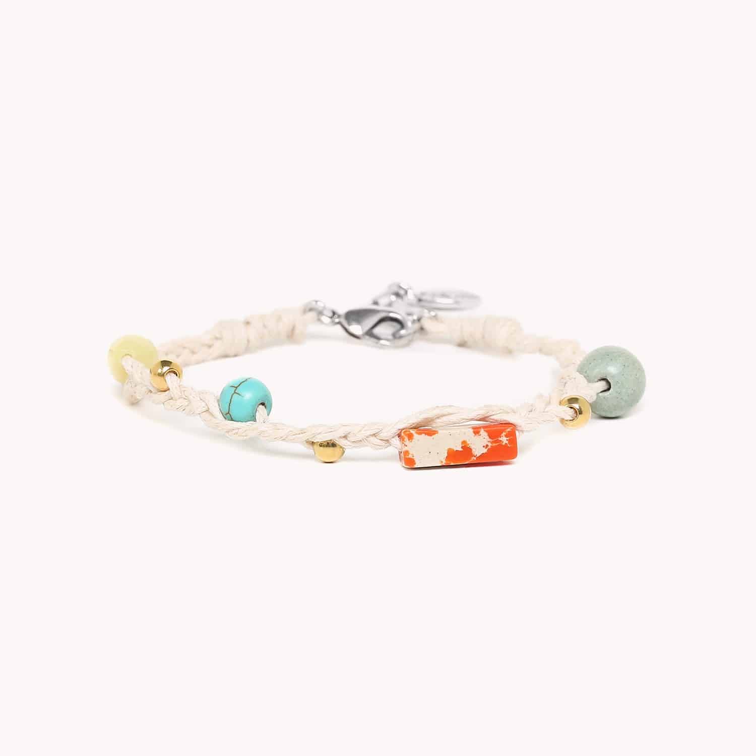 Bracelet Petit Poucet tressé blanc coton ciré 13--43215 Nature Bijoux