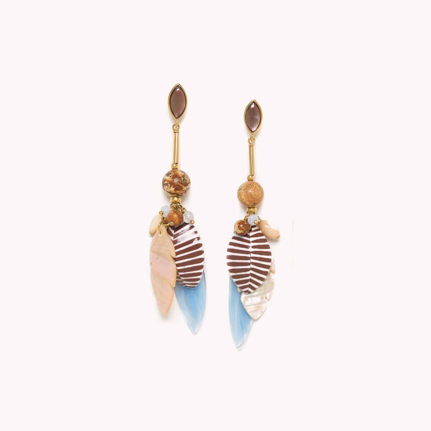 Boucles d'oreilles Nature Bijoux Euphoria calcédoine bleue 12--79131