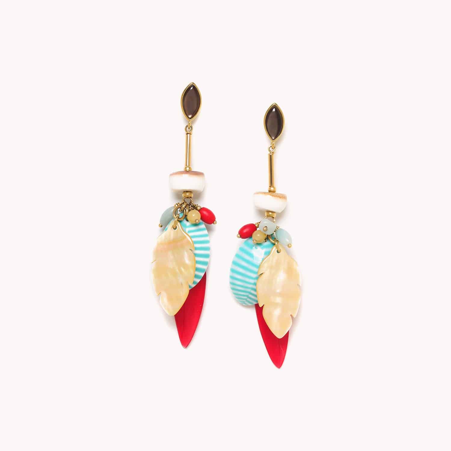 Boucles d'oreilles Euphoria jaspe jaune laiton 12--79132 Nature Bijoux