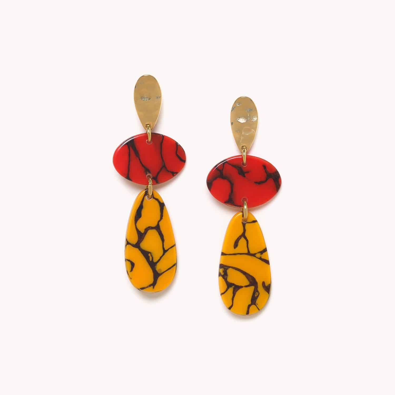 Boucles d'oreilles Nature Bijoux Stromboli Termitière Rouge et Jaune 12--79176