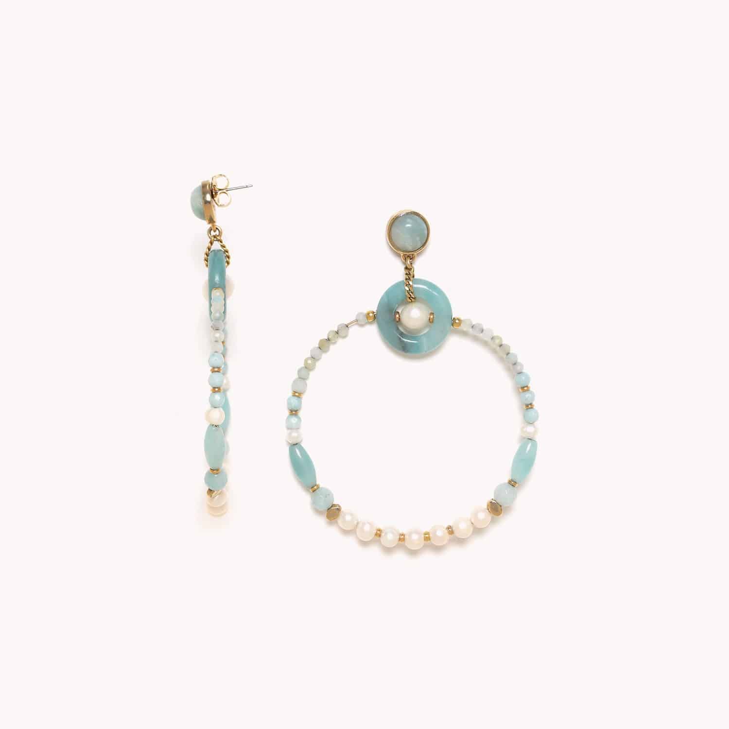 Boucles d'oreilles Honolulu détail amazonite perle 12--79300 Nature Bijoux