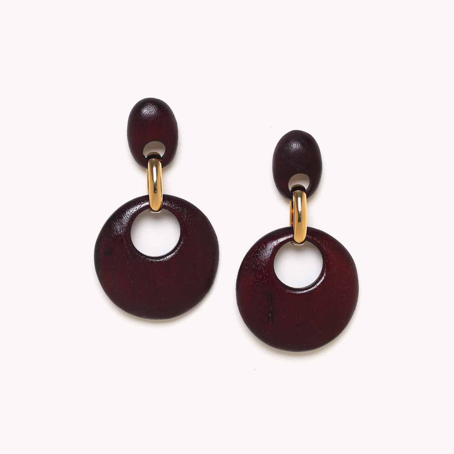 Boucles d'oreilles Nature Bijoux Kaffe bois laiton 12--79523