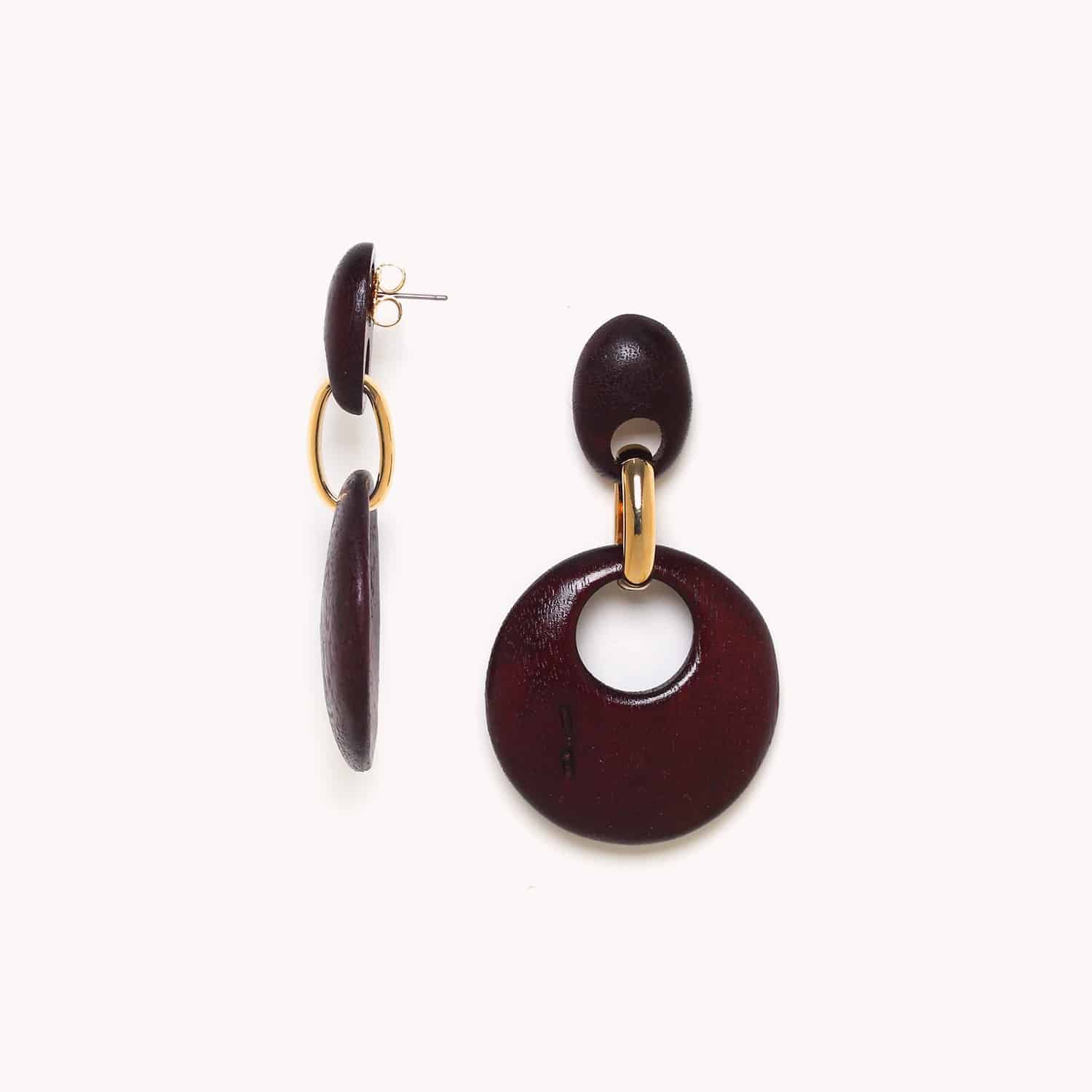 Boucles d'oreilles détail bois tamarinier 12--79523