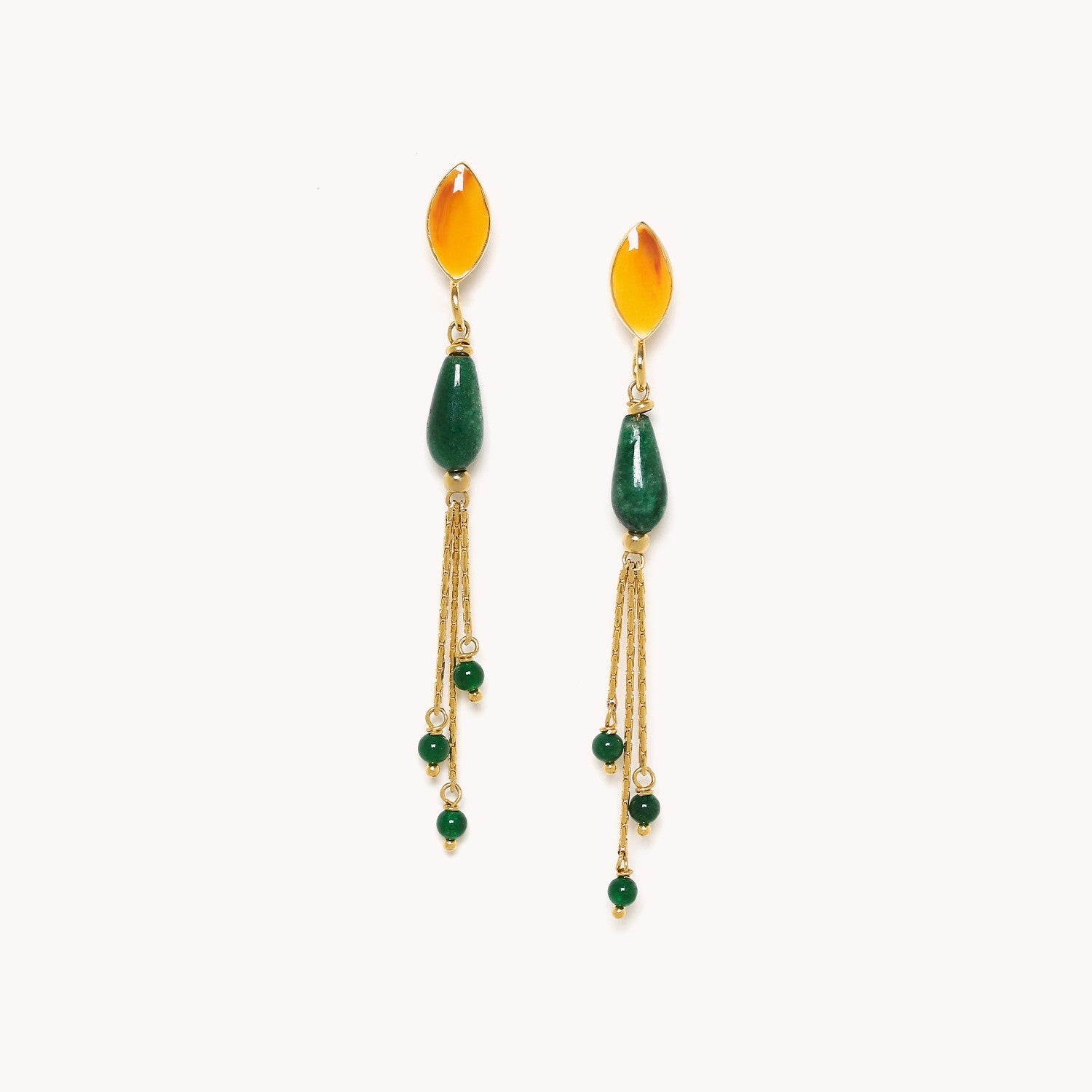 Boucles d'oreilles Agata Verde jade laiton doré 12CP79064 Nature Bijoux