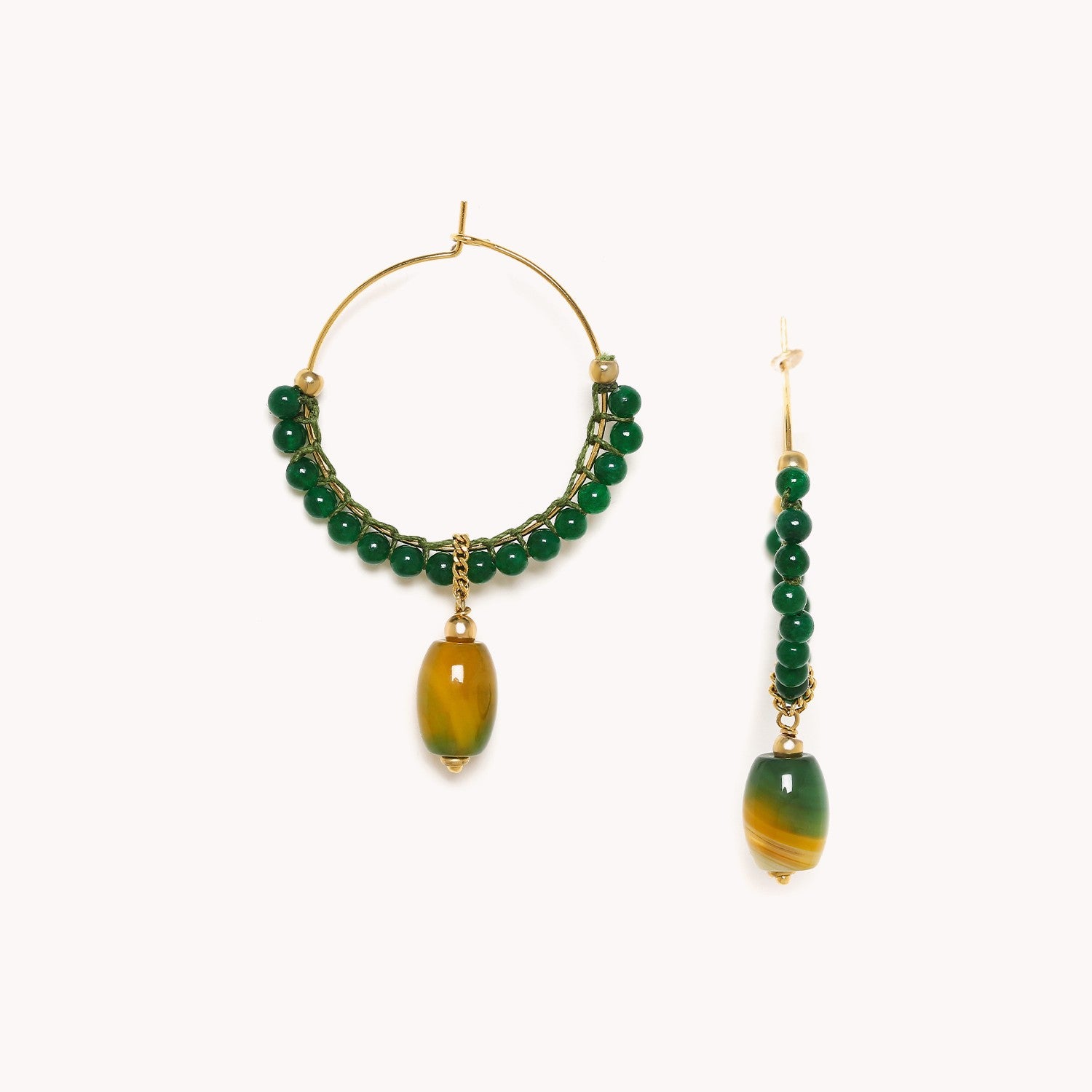 Boucles d'oreilles Agata Verde agate jade 12CP79065 Nature Bijoux