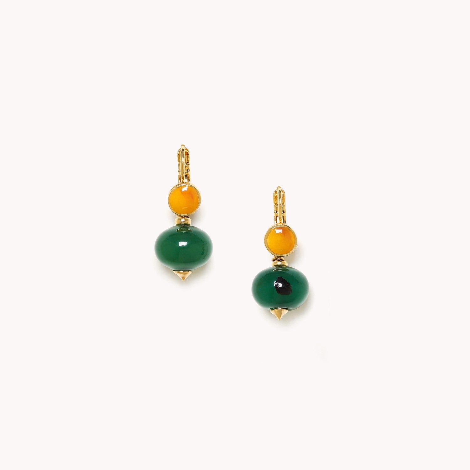 Boucles d'oreille Agata Verde jade étain laiton 12CP79068 Nature Bijoux