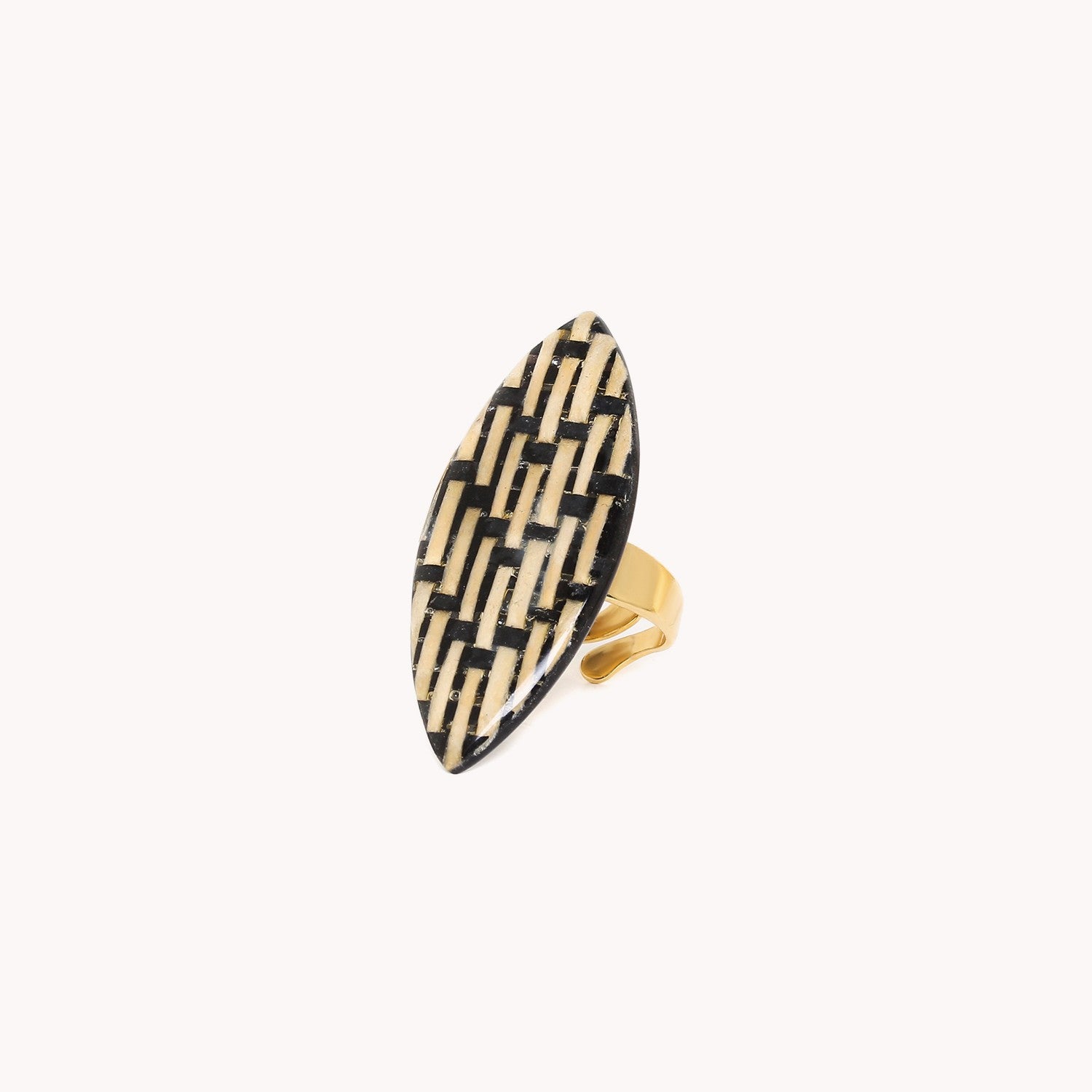 Bague Nature Bijoux Madam Bogolan résine colorée tissu 19CP24971